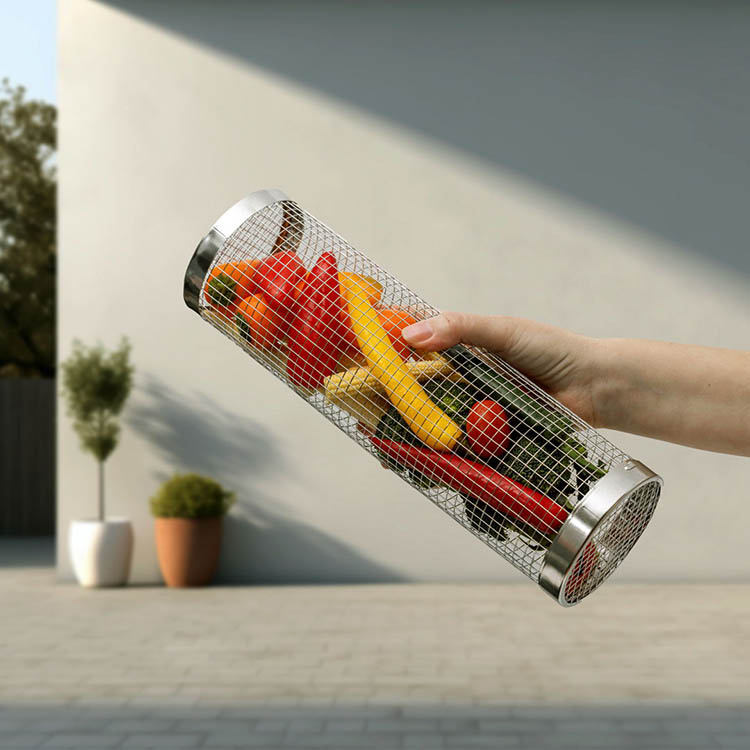 Sylinderformet grillkurv